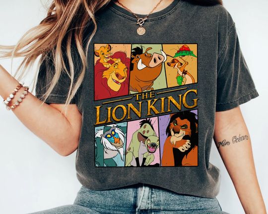 Retro Disney The Lion King Characters Squad Simba Timon Pumbaa Rafiki T-shirt, Unisex T-shirt