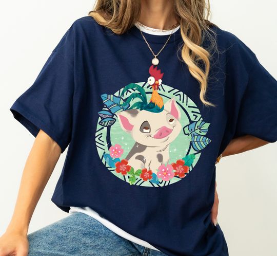Disney Moana Pua And Hei Hei Floral Voyagers Shirt