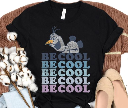 Disney Frozen 2 Olaf Be Cool Colorful Word Stack T-Shirt, Olaf Portrait Shirt
