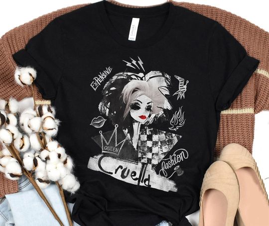 Disney Cruella Artsy Shirt, Disney Villains Cruella De Vil Portrait Shirt