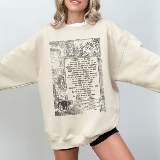 I Hate it Here Vintage Book Sweatshirt, Concert Crewneck