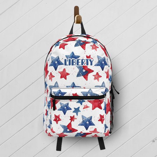 USA Stars Backpack with Custom Name / Personalized Backpack