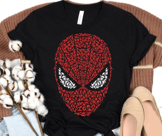 Marvel Spider-Man Mask Build Up Fill Graphic T-Shirt