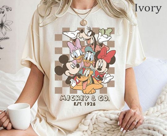 Discover Vintage Mickey and Co 1928 Shirt, Checkered Disney Shirt