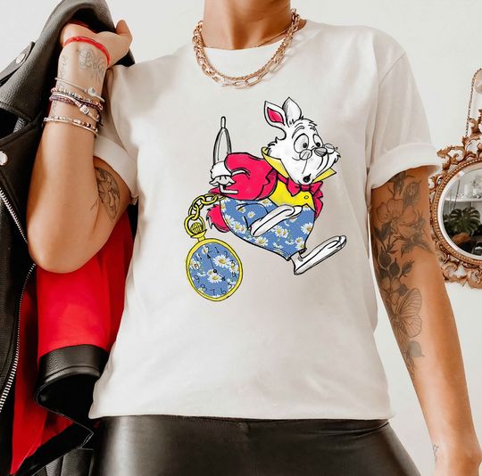 Disney Alice in Wonderland Late White Rabbit T-Shirt, White Rabbit Shirt