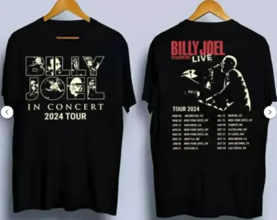 Billy Joel In Concert Music Tour 2024 Black T-shirt