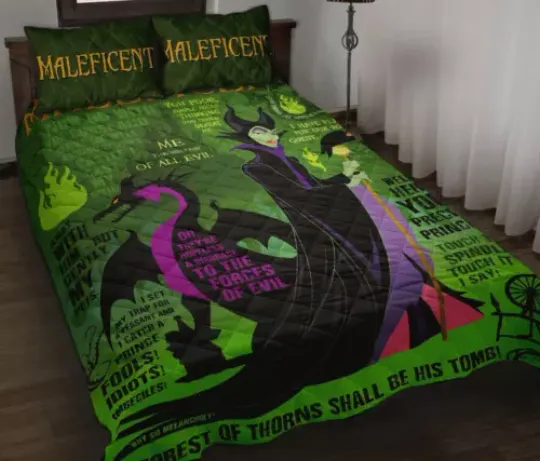 Villains Maleficent Witch Quotes Disney Bedding Set