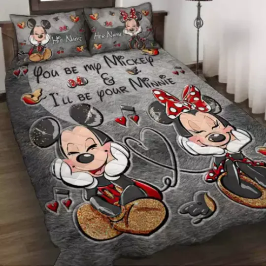 Personalized You Be My Mickey And I’ll Be Your Minnie Mouse Disney Bedding Set