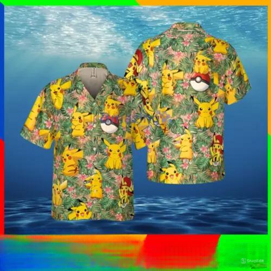 PKM Hawaiian Pattern Hawaii Shirt, Aloha PKM Button Up Shirt