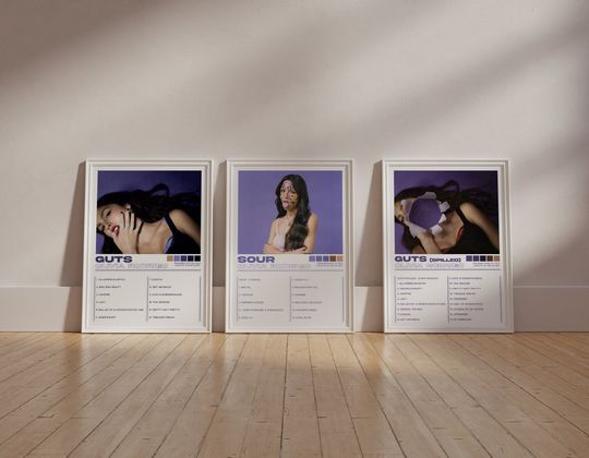 Olivia Rodrigo Posters , Olivia Rodrigo Albums Art Cover Wall Print, Sour & Guts Album Cover Print