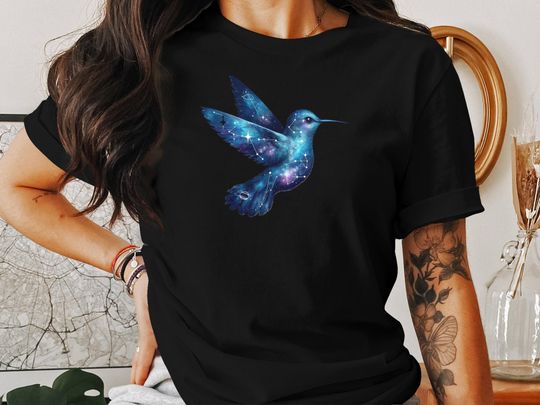 Galaxy Hummingbird T-Shirt, Cosmic Bird Tee