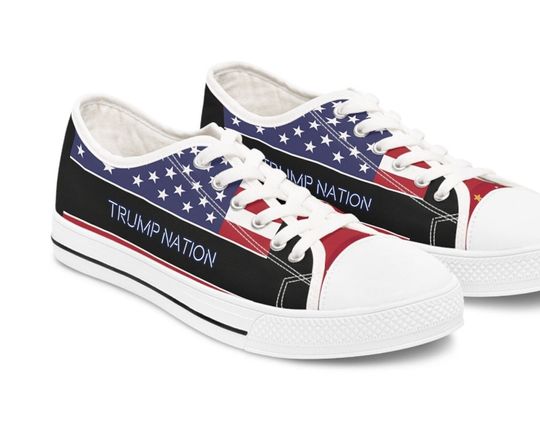 Trump sneakers, yep, President Trump Shoes!  "Trump Nation" super comfy, patriot tennis shoes that are so cool!