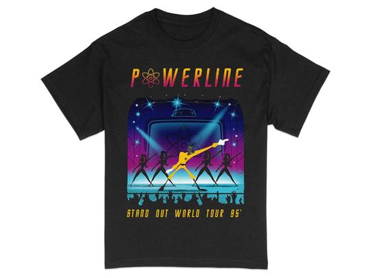Vintage Rock Concert Tee, Powerline Stand Out World Tour 1995, Retro Music Shirt