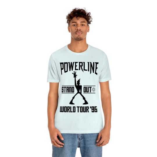 Powerline World Tour T-Shirt, Retro Cartoon Band Tee