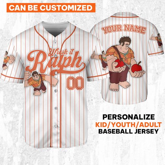 Custom Disney Wreck it Ralph Simple Stripe Jersey, Disney Baseball Jersey