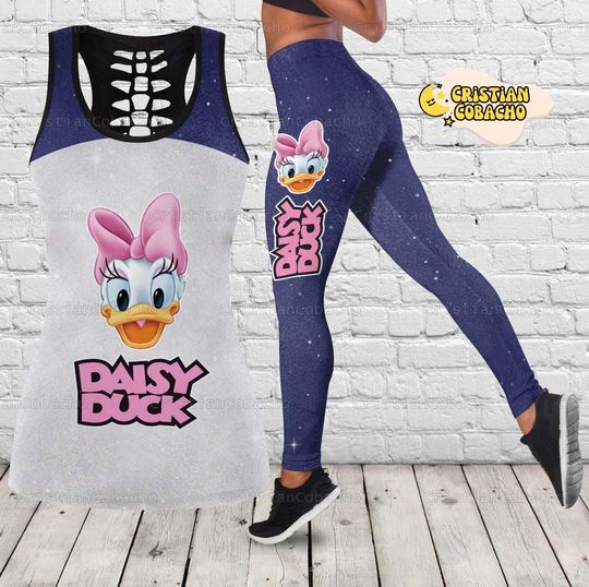 Daisy Duck Leggings And Hollow Tank Top, Daisy Duck Yoga Legging, Disney Daisy Duck