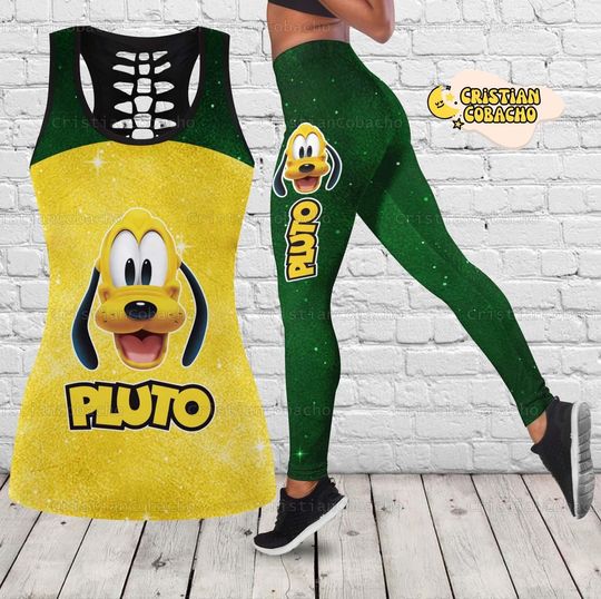 Pluto Leggings And Hollow Tank Top, Disney Pluto Tank Top For Women