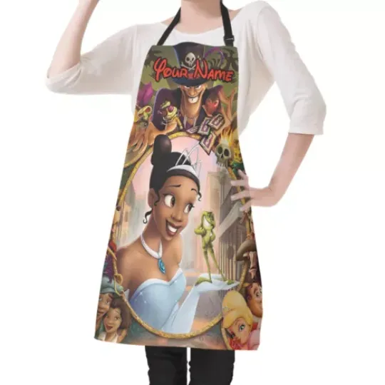 Custom name Disney The Princess and the Frog Cartoon Movie Mother's Day Apron