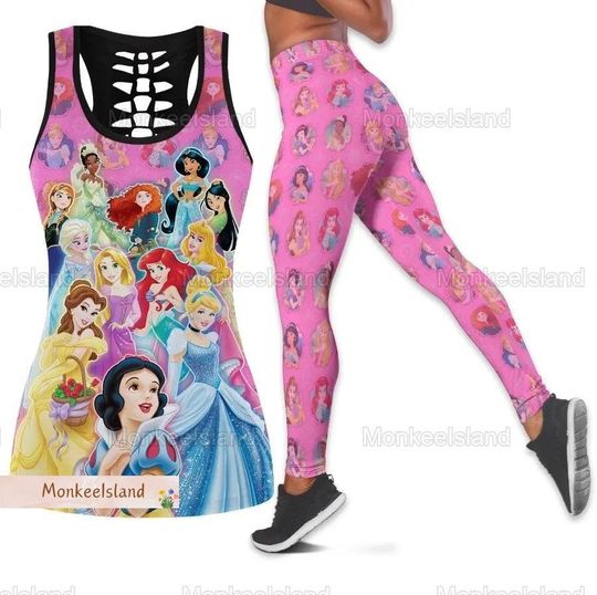 Princess Tank Top, Disney Princess Leggings, Disney Princess Women Tank Top