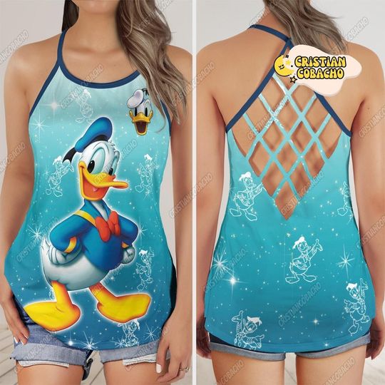 Donal Duck Criss Cross Tank Top, Donal Duck Face Gym Tank Top, Donal Summer