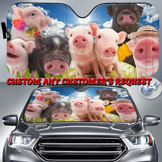 Funny Pig Face Sunshade, Pig Car Sun Shade,  Pig Car Accessories, Funny Pig Dog Car Uv Protect, Gift For Dad