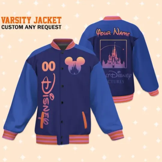 Custom Disney Purple Varsity Jacket, Adult Varsity Baseball Jacket, Personalized Disney