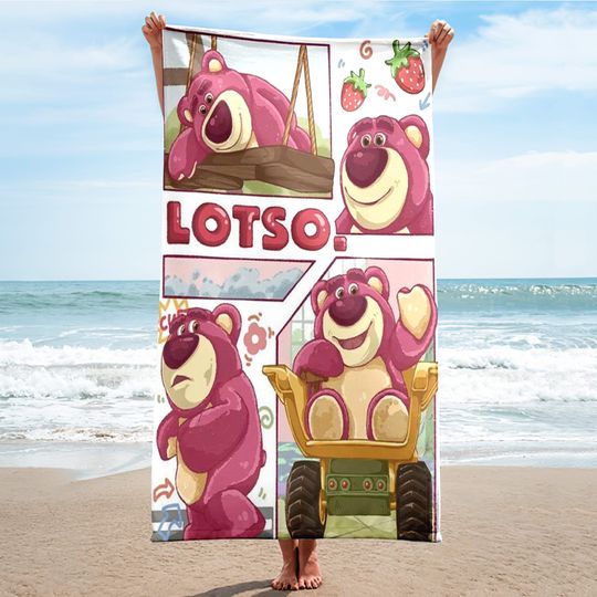 Strawberry Bear Beach Towels, Toy Movie Beach Towels, Magic World Beach Towel, Pink Bear Beach Towel
