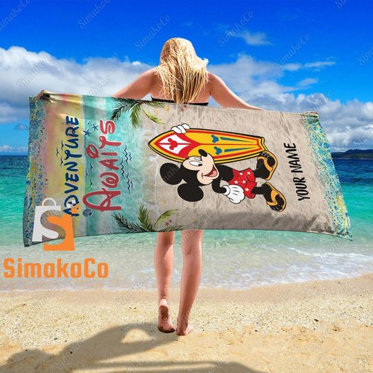 Personalized Mickey Beach Towel, Mickey Beach Towel, Mickey Bath Towel