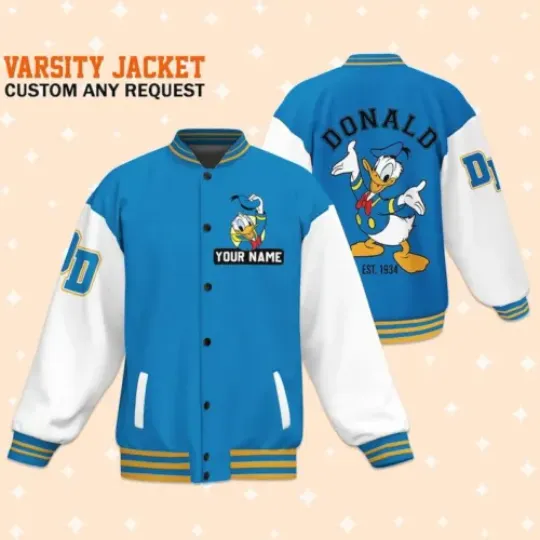 Personalize Disney Vintage Donald Duck Baseball Jacket, Custom Disney Jacket