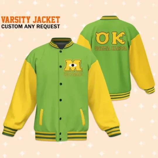 Custom Monster University OK Basic Baseball Jacket, Baseball Outfit, Personalized