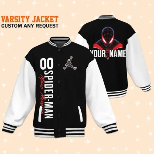 Custom Spiderman Miles Morales Jordan Baseball Jacket Baseball Outfit,Personalize