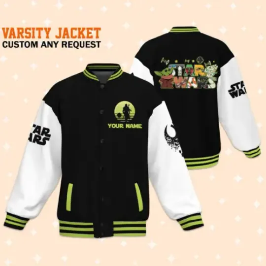 Personalize Star Wars Yoda Cute, Unisex Baseball Outfit, varsity jacket Matching