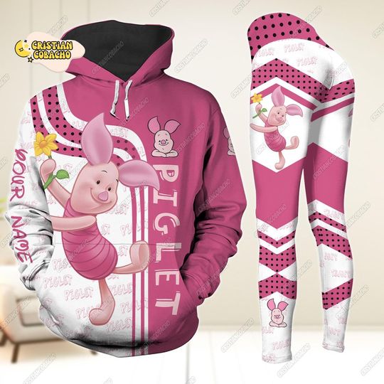 Piglet Hoodie Legging Set, Disney Piglet Hoodie, Piglet Workout Legging