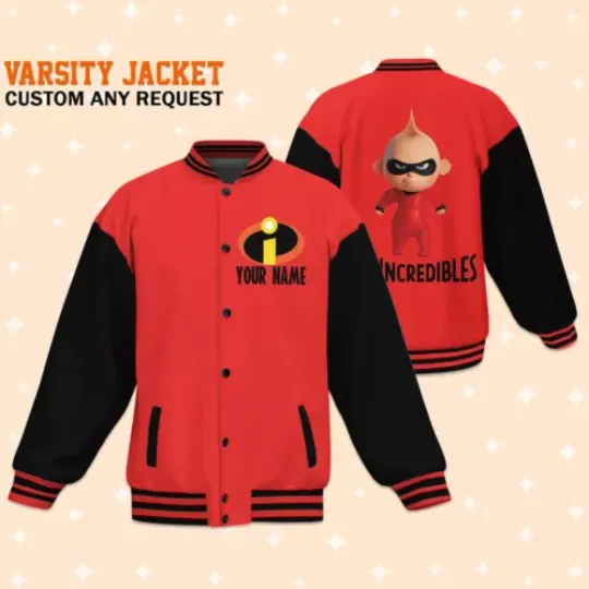 Personalized Disney The Incredibles Jack-Jack Parr Red Varsity Jacket