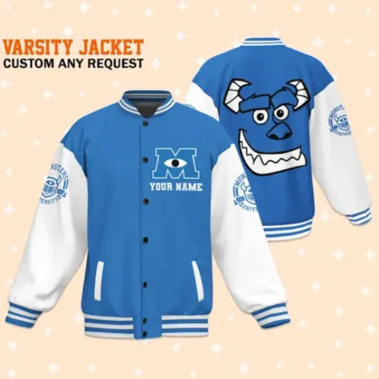 Personalize Monster University Sully Head Baseball Jacket, Adult Varsity Jacket