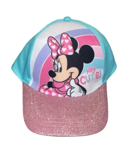 New Girls MINNIE MOUSE HAT PINK GLITTER SNAPBACK Adjustable Cap Summer DISNEY