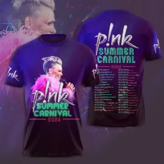 P nk Pink Singer Summer Carnival 2024 Tour 3D T-Shirt