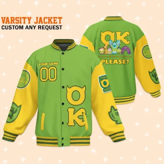 Custom Monster University OK Uniform Baseball Jacket, Baseball Outfit Personalize
