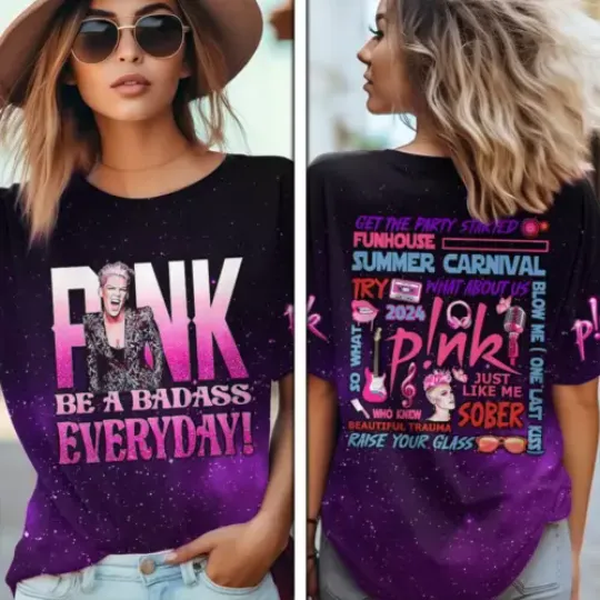 Pink Singer P!nk Summer Carnival 2024 Tour 3D T-Shirt