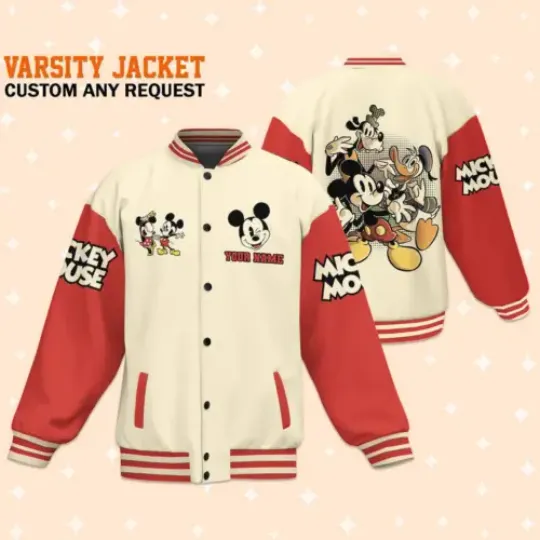 Personalize Mickey And Friends Funny Life Style Baseball Jacket, Matching Basebal