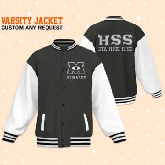 Custom Monster University HSS Basic Baseball Jacket, Adult Varsity Jacket Disney