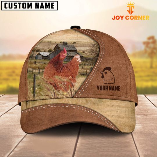 Chicken Customized Name Brown Cap