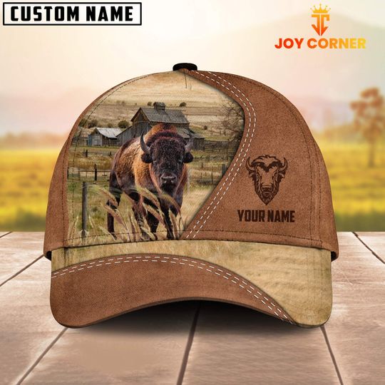 Bison Customized Name Brown Cap