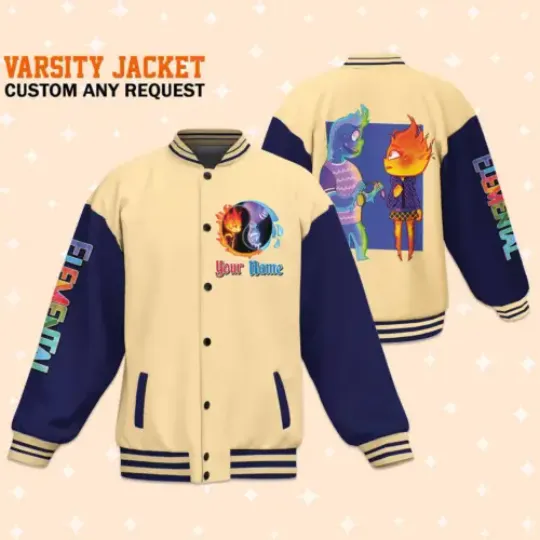 Personalize Disney Elenmental Ember And Wade For disney fan Custom Disney Baseball Jacket