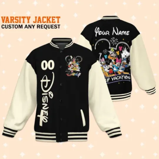 Custom Disney Trip Vacation Baseball Jacket, Adult Varsity Jacket, Personalized