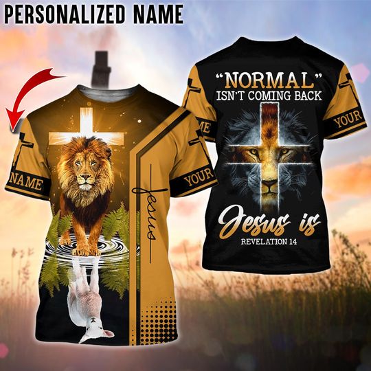 Personalized Name Jesus And Lion 3D All Over Printed Clothes, Bible Verse Shirt, Christian Apparel Shirt