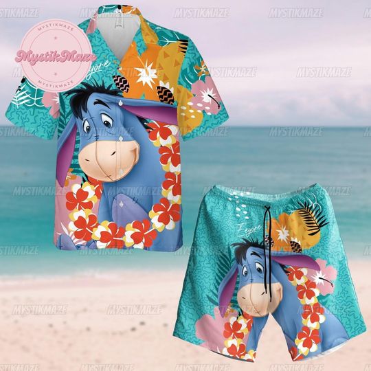 Donkey Hawaiian Shirt, Donkey Swim Short, Donkey Button Shirt