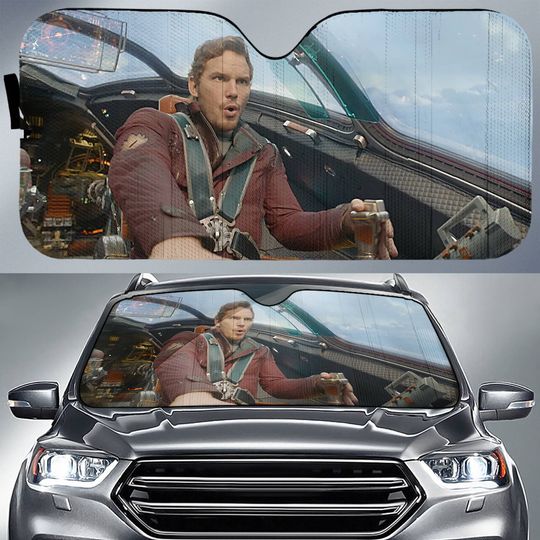 Guardians of the Galaxy Peter Quill Flying Milano Car Sunshade,  Star Lord Car Sun Shade