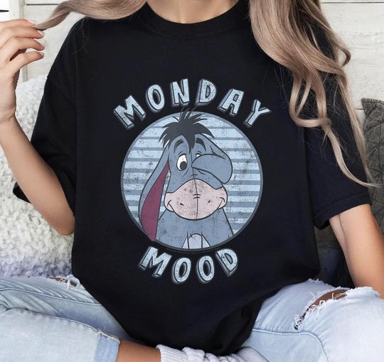 Disney Eeyore Monday Mood Eeyore Cute Face Winnie The Pooh Shirt, Disneyland Family Matching Shirt