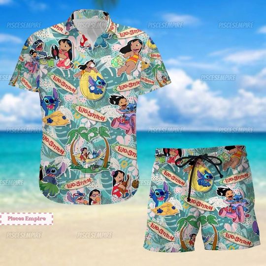 Lilo And Blue Dog Shirt, Blue DoShorts, DogofHawaii Shirt, Ohana Family Summer Short